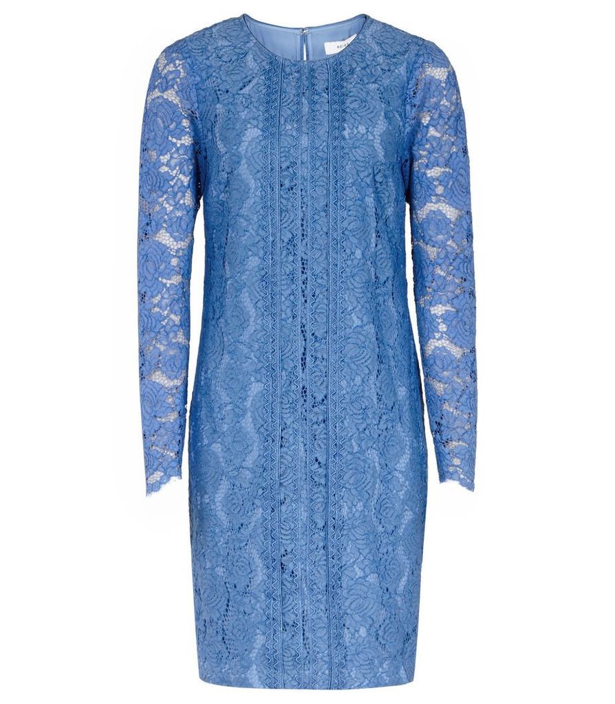 Reiss Suki - Lace Shift Dress in Azure, Womens, Size 6