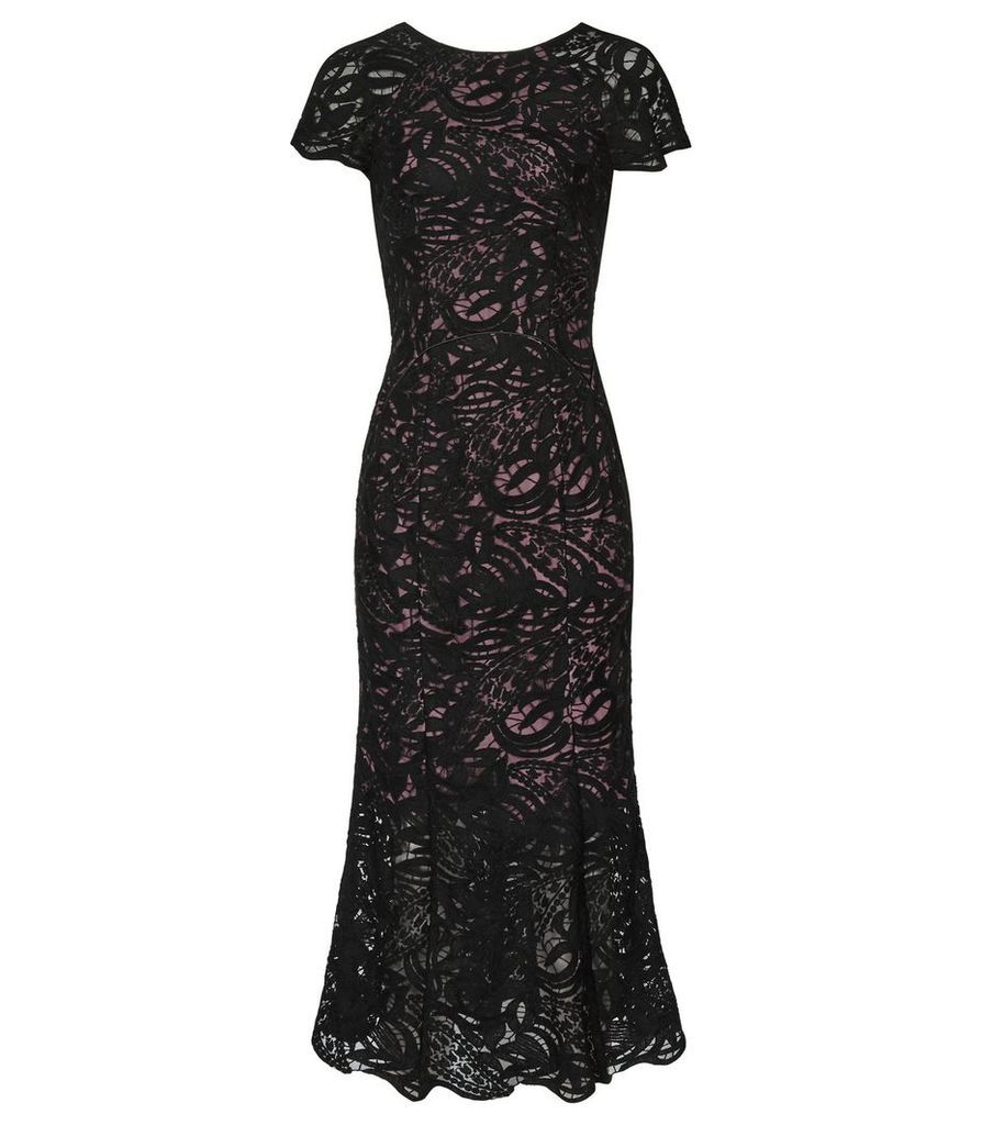 Reiss Erin - Lace Midi Dress in Black, Womens, Size 4