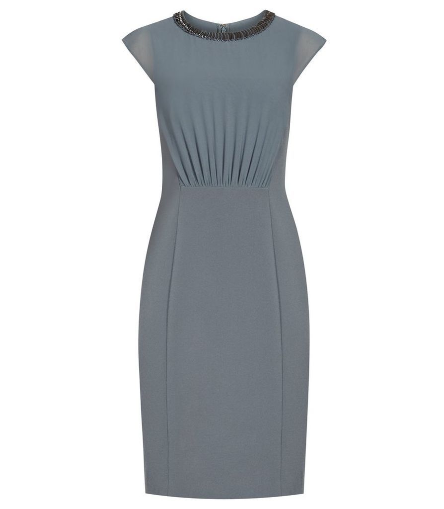Reiss Serre - Embellished-neckline Dress in Moss, Womens, Size 10