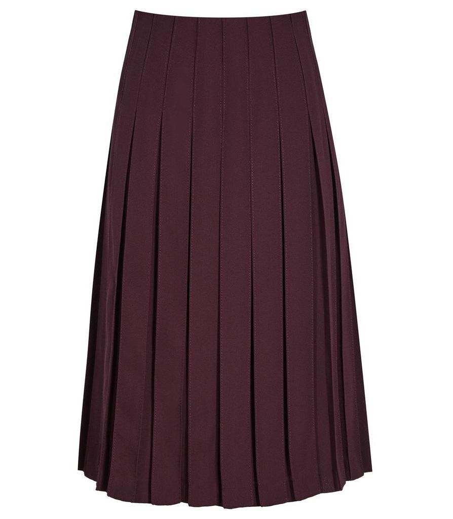 Reiss Selina - Pleated Midi Skirt in Garnet, Womens, Size 4