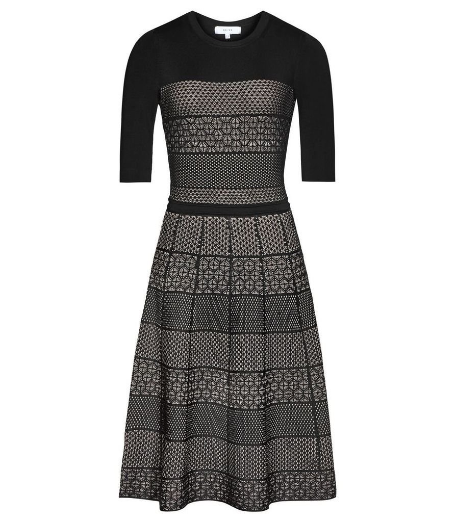 Reiss Alithia - Technique Knitted Dress in Black/Pink, Womens, Size 6