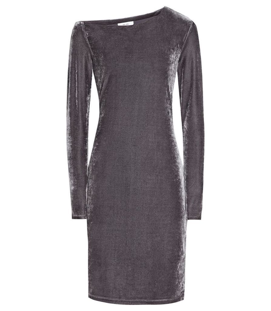 Reiss Xeni - Velvet Dress in Grey, Womens, Size 4
