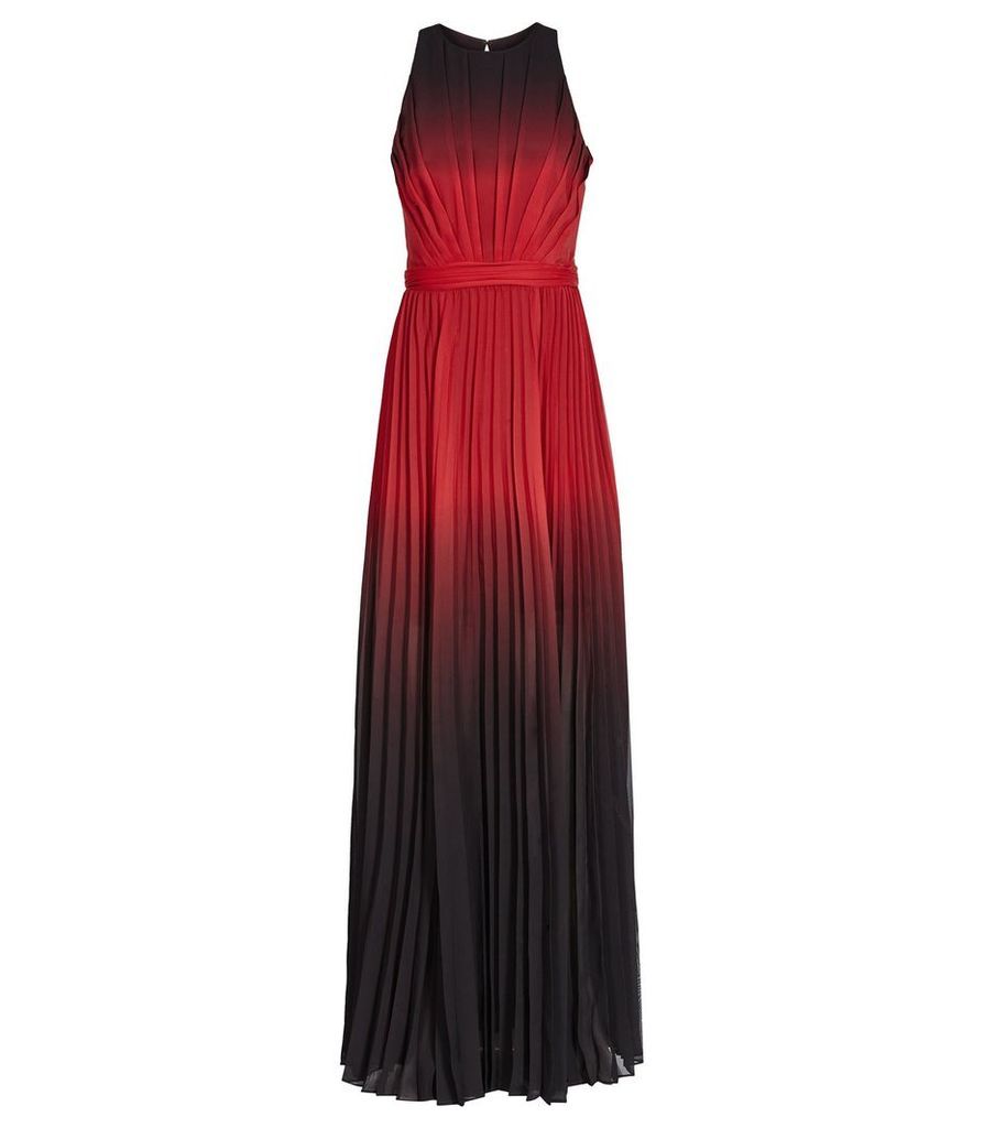 Reiss Hawk - Ombre Pleated Maxi Dress in Red/Garnet, Womens, Size 8