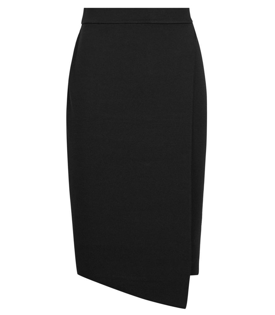 Reiss Jessie - Knitted Wrap Skirt in Black, Womens, Size 14