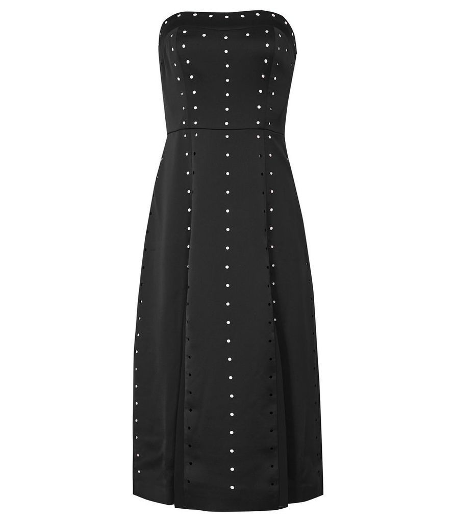 Reiss Abree - Laser Cut Bandeau Dress in Black, Womens, Size 14