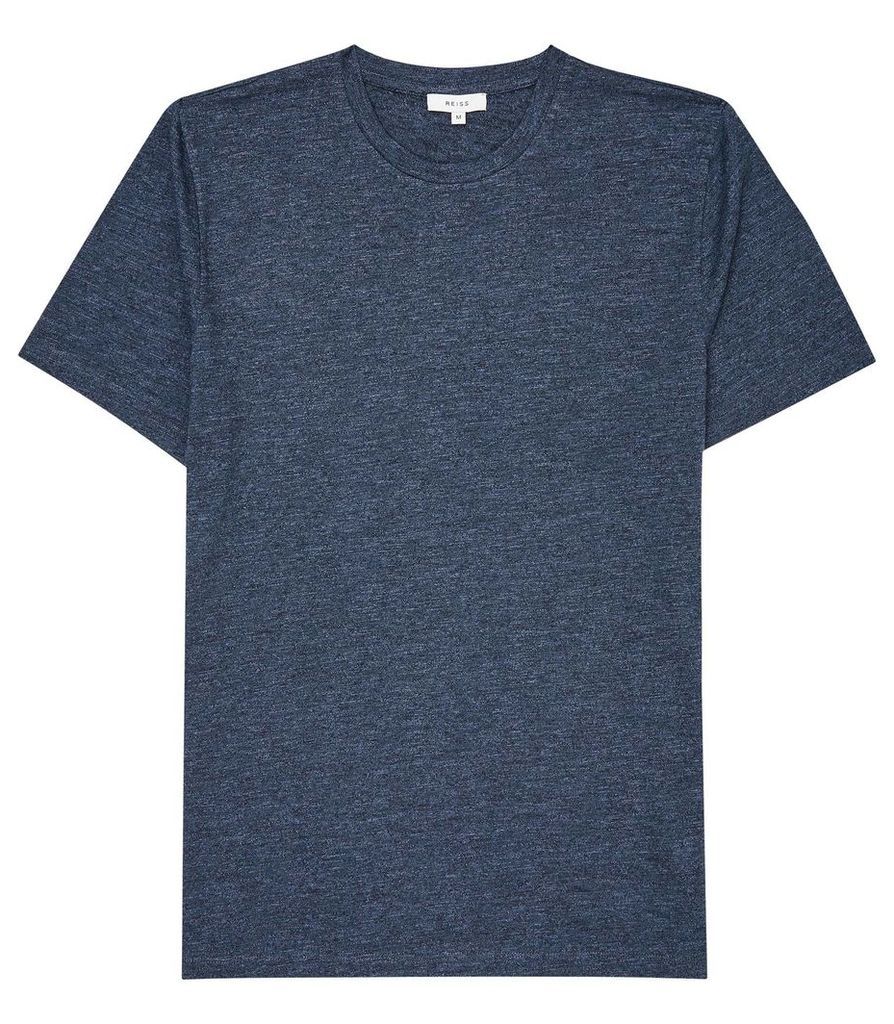 Reiss Gregg - Melange Crew Neck T-shirt in Indigo, Mens, Size XXL