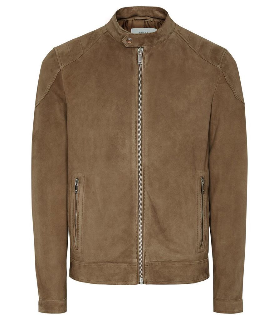 Reiss Pyke - Suede Quilted Jacket in Tan, Mens, Size XL