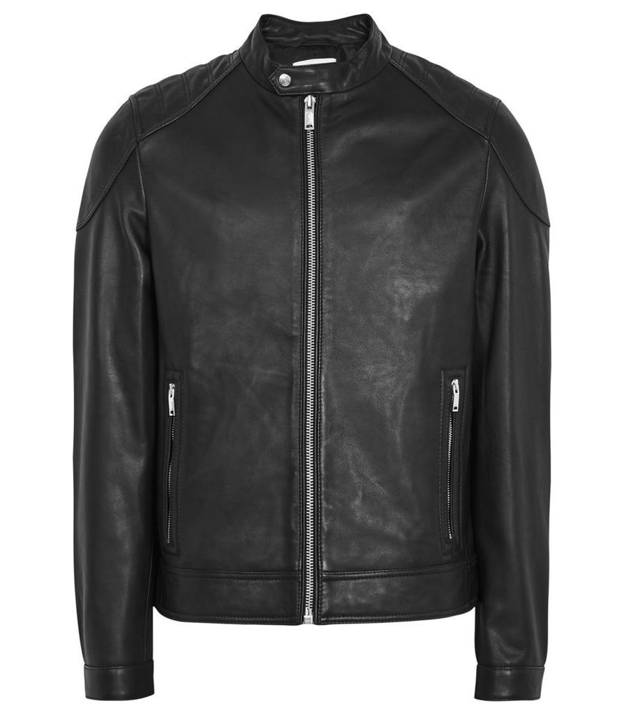 Reiss Bream - Leather Jacket in Black, Mens, Size XXL