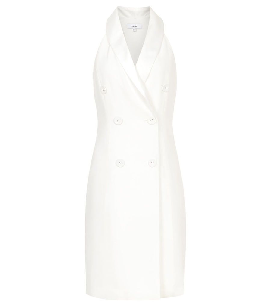Reiss Sinead - Sleeveless Tuxedo Dress in Off White, Womens, Size 14
