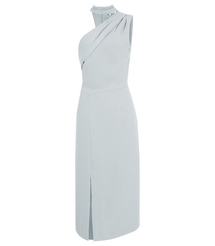 Reiss Gabrielle - Asymmetric Neckline Midi Dress in Pale Green, Womens, Size 16