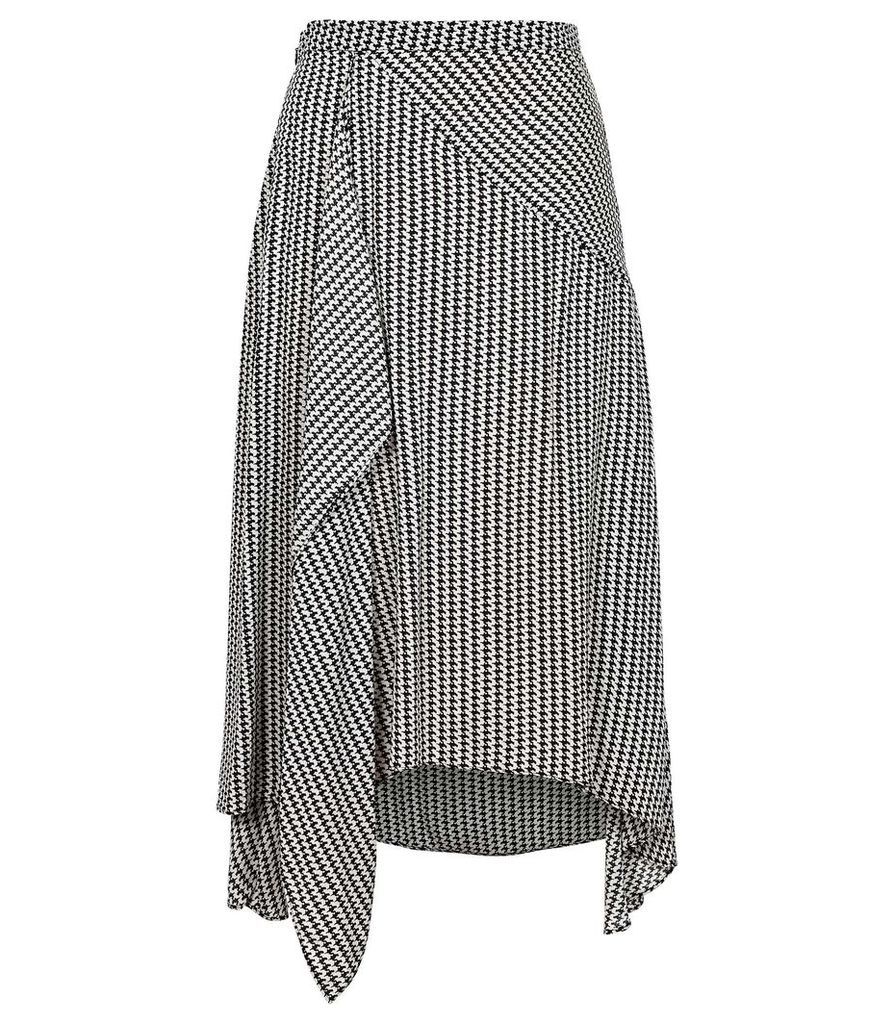 Reiss Ayodele - Houndstooth Midi Skirt in Monochrome, Womens, Size 14
