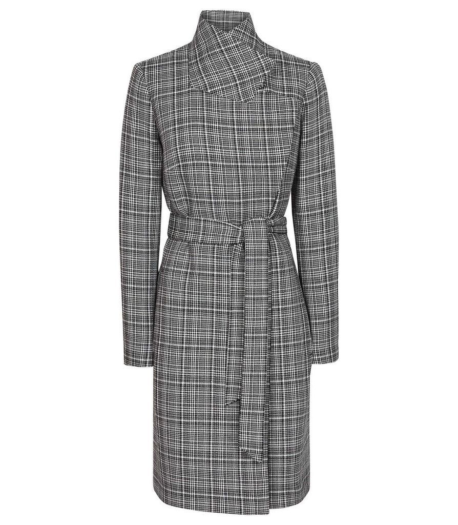 Reiss Hardie - Checked Coat in Black/white, Womens, Size 14
