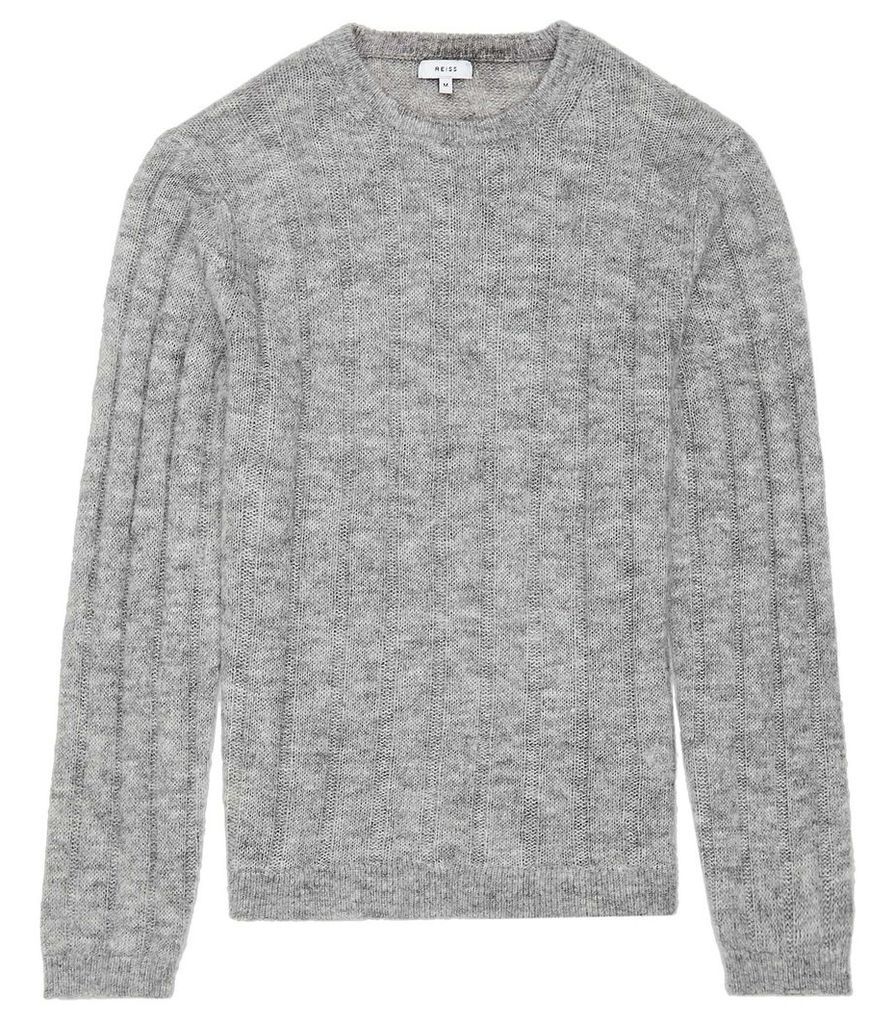 Reiss Roberts - Mohair Blend Ribbed Jumper in Soft Grey, Mens, Size XXL