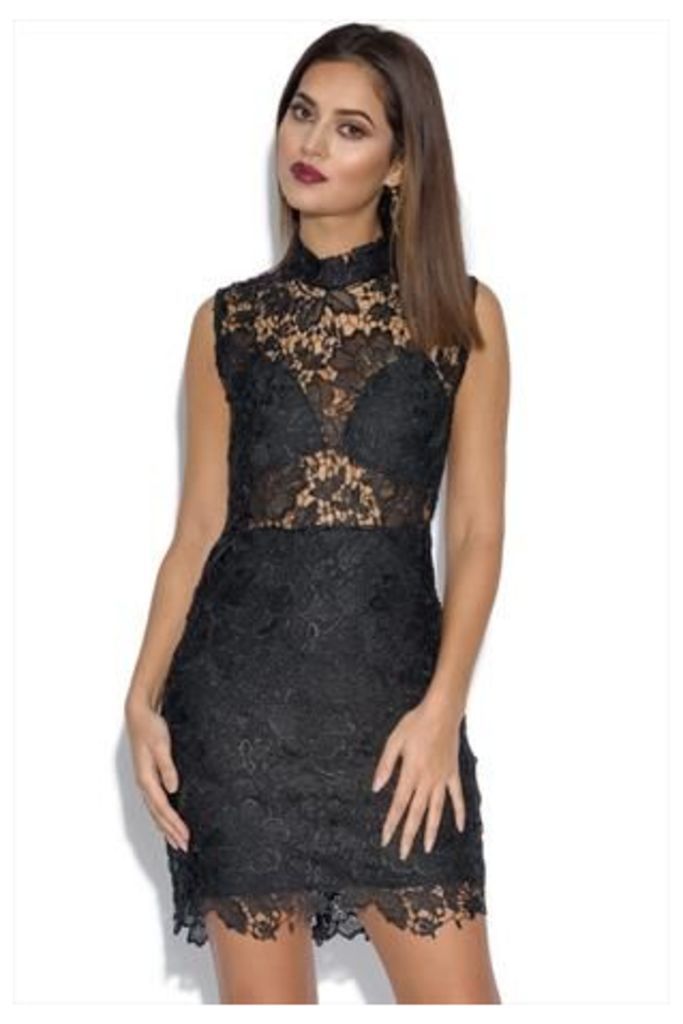 Luxe Black Lace Overlay Dress
