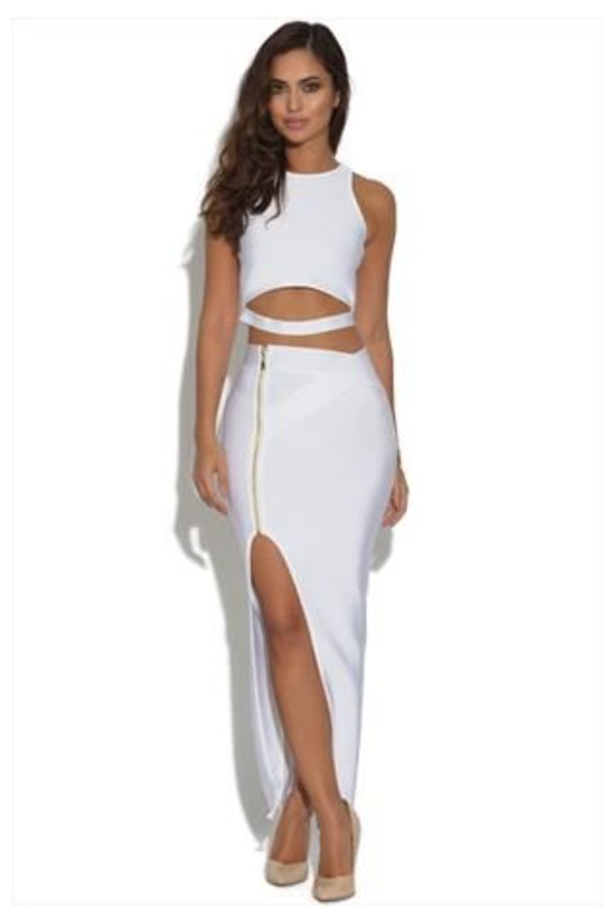 Luxe White Top and Maxi Skirt Set