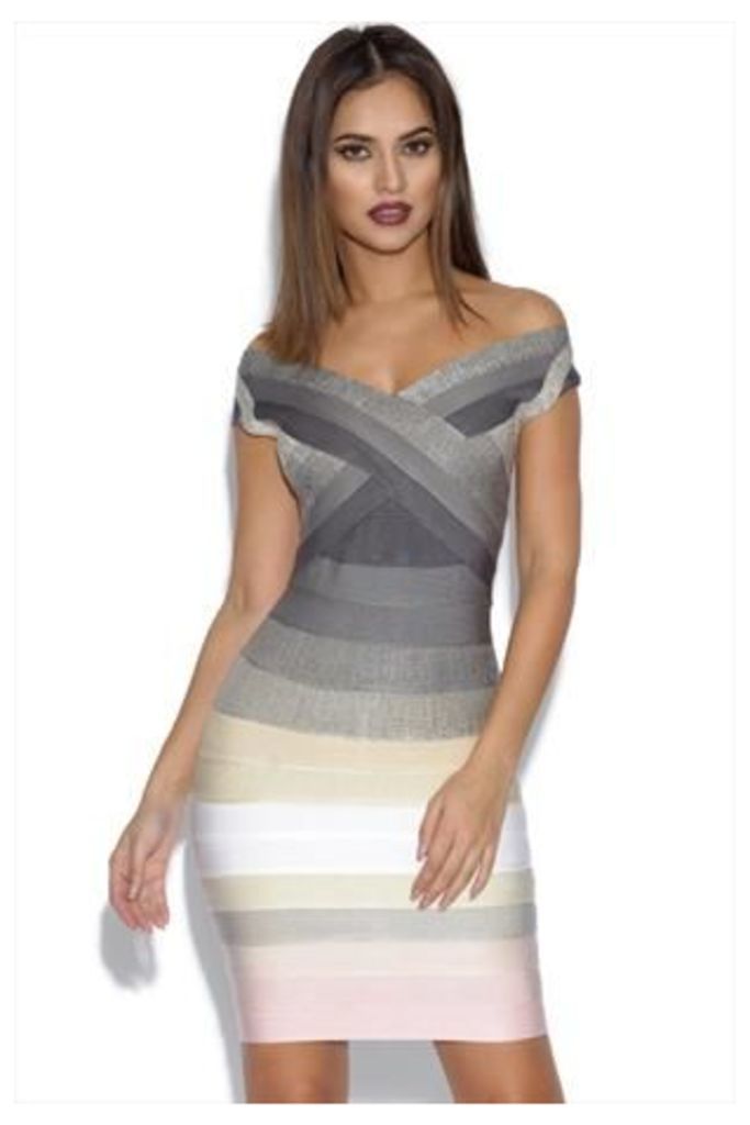 Grey and Pink Ombre Bandage Dress