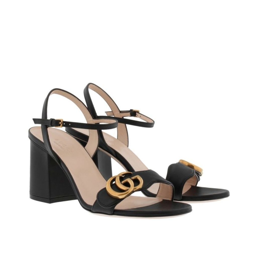 Gucci Sandals - Liffard Mid Heel Sandals Leather Nero - in black - Sandals for ladies