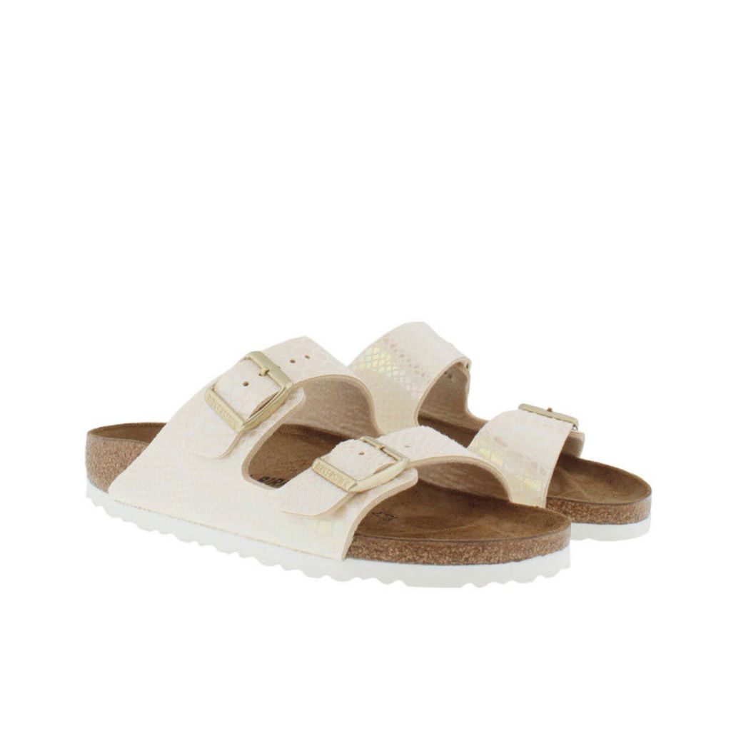 Birkenstock Sandals - Arizona BS Narrow Fit Sandal Shiny Snake Cream - in white - Sandals for ladies