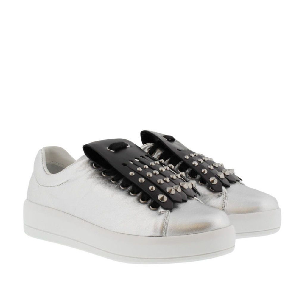 Prada Sneakers - Fringe Leather Sneakers Silver/Black - in silver - Sneakers for ladies