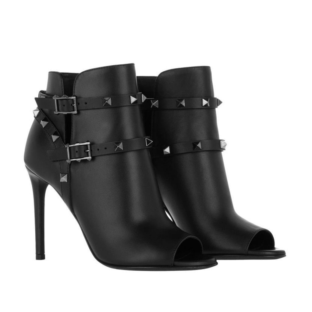 Valentino Pumps - Rockstud Ankle Boots Open Toe Calfskin All Black - in black - Pumps for ladies