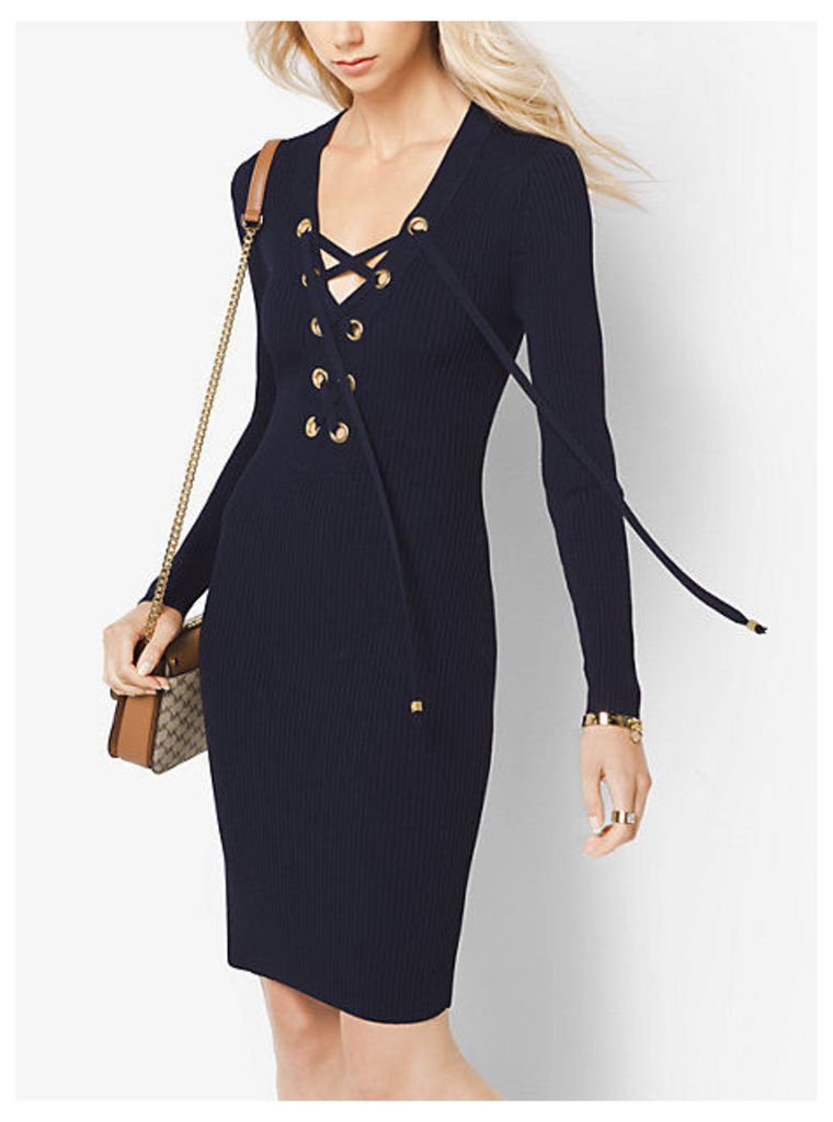 Lace-Up Ribbed Dress