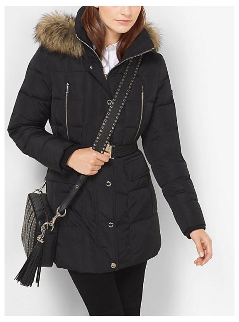 Quilted-Nylon Down Coat