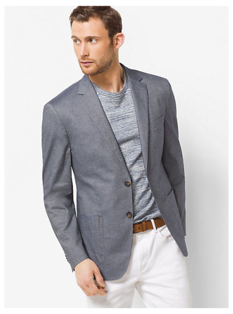 Tailored-Fit Chambray Cotton Blazer