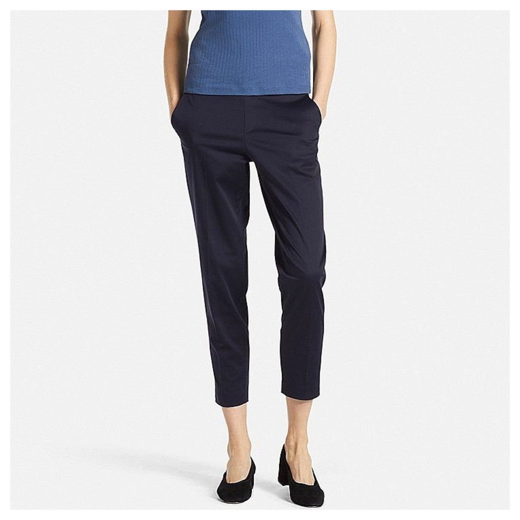 Uniqlo  Women Satin Touch Ankle Length Trousers - Navy - Xxl