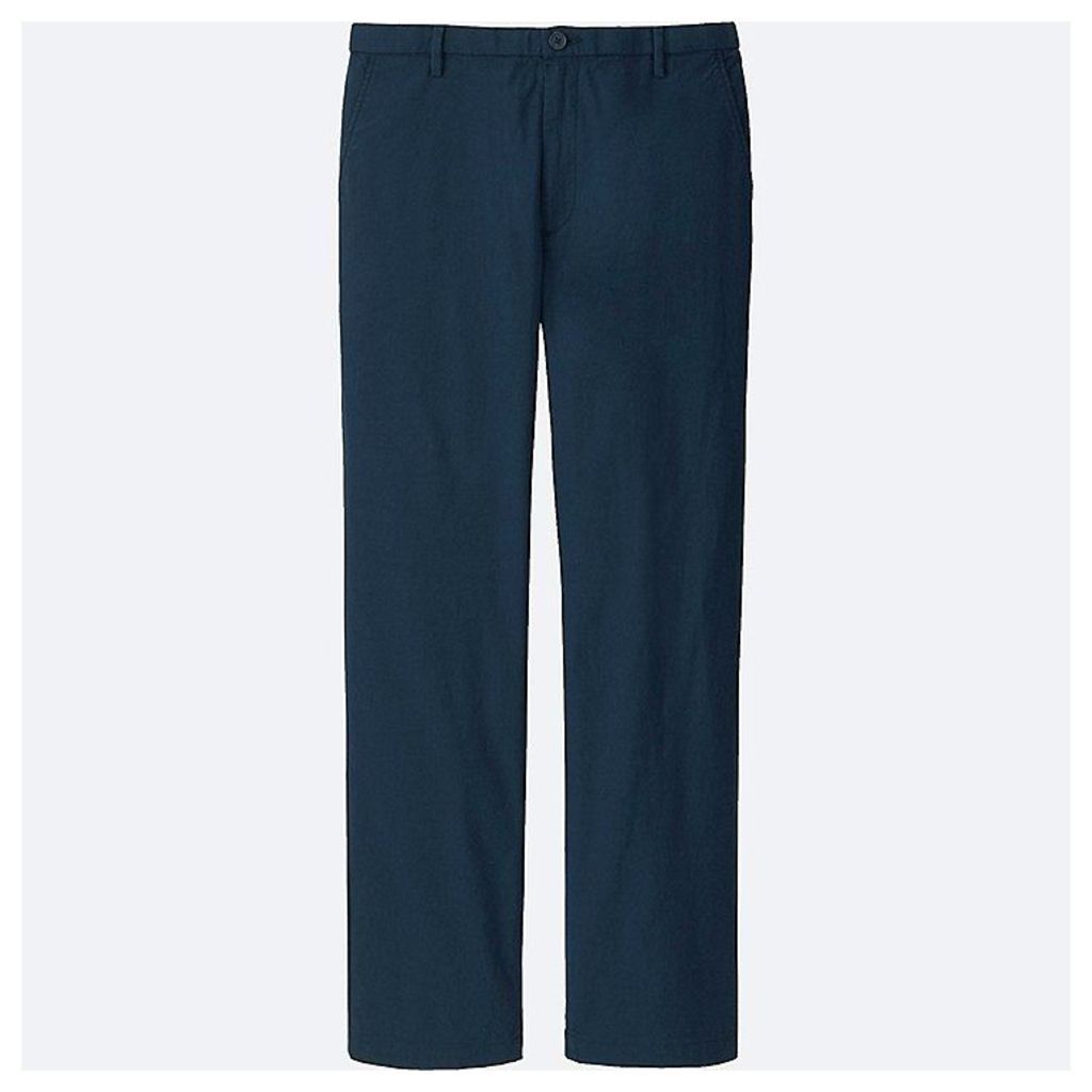 Uniqlo  Men Linen Relaxed Trousers - Navy - Xl