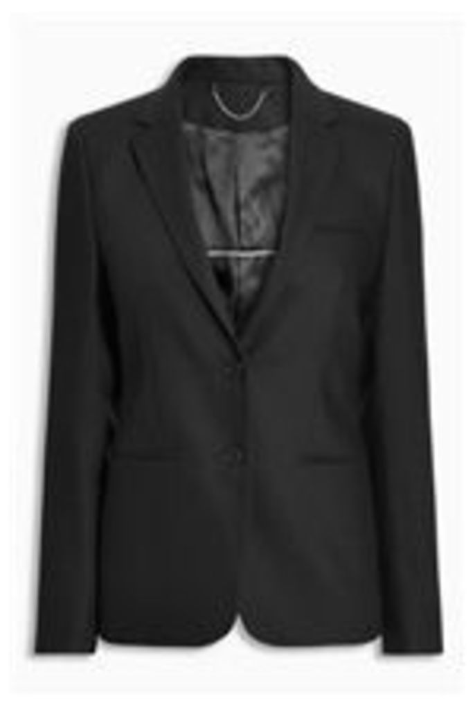 Black Textured Single Breasted Jacket
