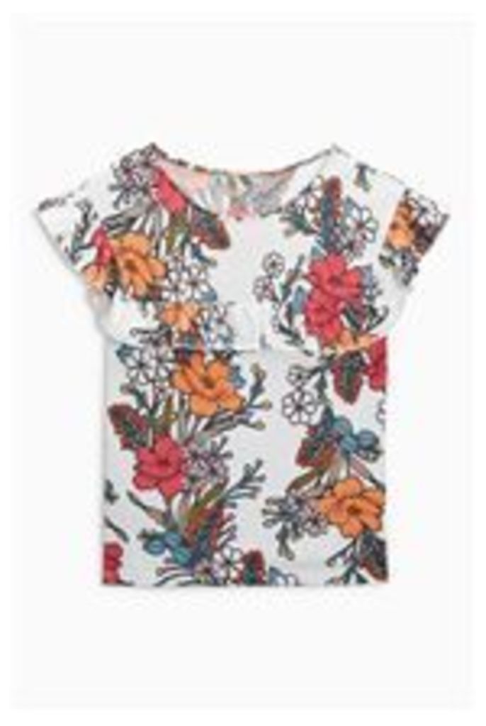 Floral Ruffle Yoke T-Shirt