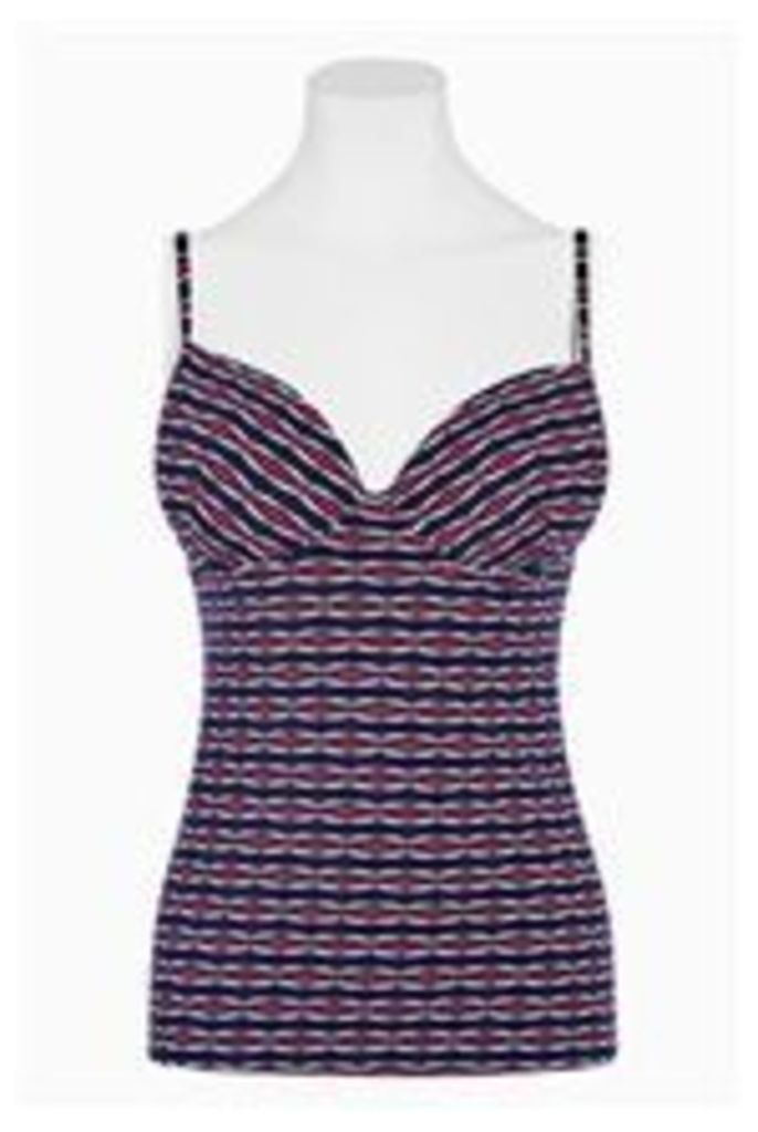 Navy/Red Stripe Underwired Tankini Top