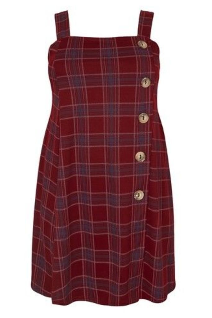 Womens Yours Pinafore Dress -  Red