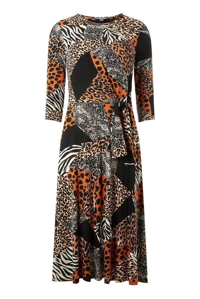 Womens Dorothy Perkins Tall Animal Print Dress -  Black
