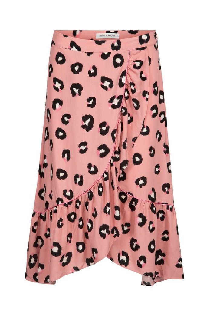 Womens Sofie Schnoor Rose Leopard Wrap Midi Skirt -  Pink
