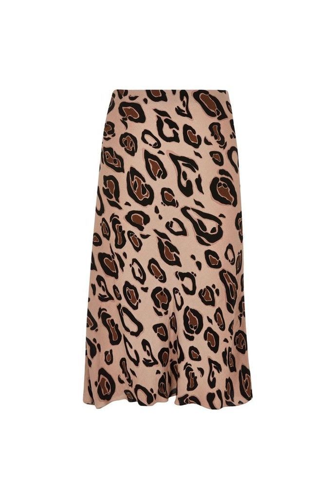 Womens River Island Curve Leopard Print Bias Skirt -  Animal