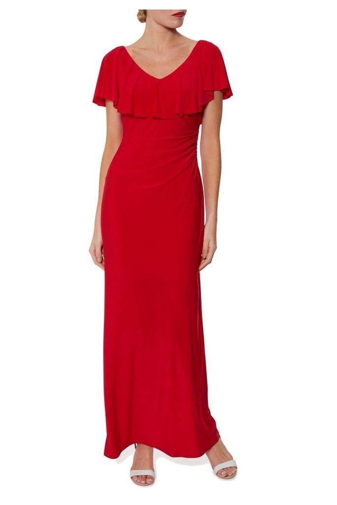 Womens Gina Bacconi Red Bellina Maxi Dress With Frill Neckline -  Red