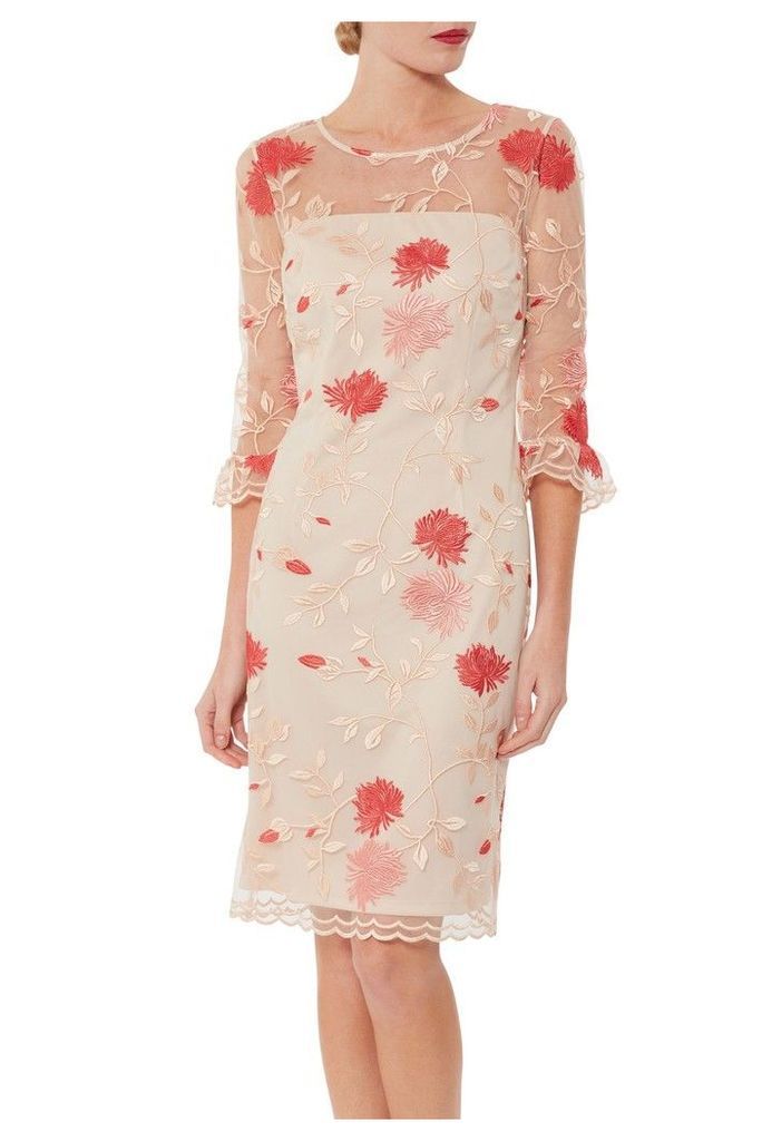 Womens Gina Bacconi Pink Annie Embroidered Dress -  Pink