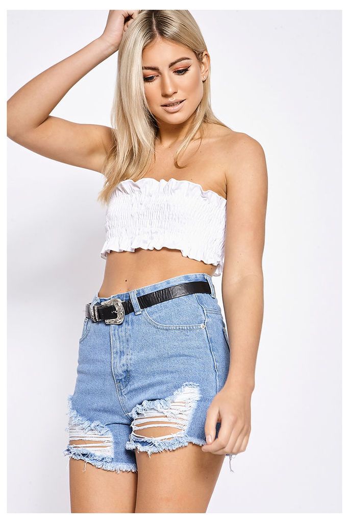 White Tops - Blossom White Ruched Bandeau Top