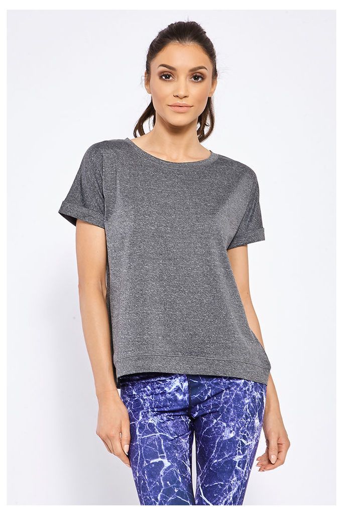 Grey Shirts - Active Grey Roll Sleeve t Shirt