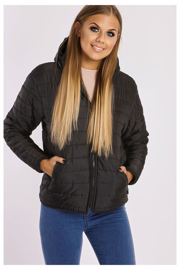 Black Jackets - Tracey Black Quilted Hooded Jacket