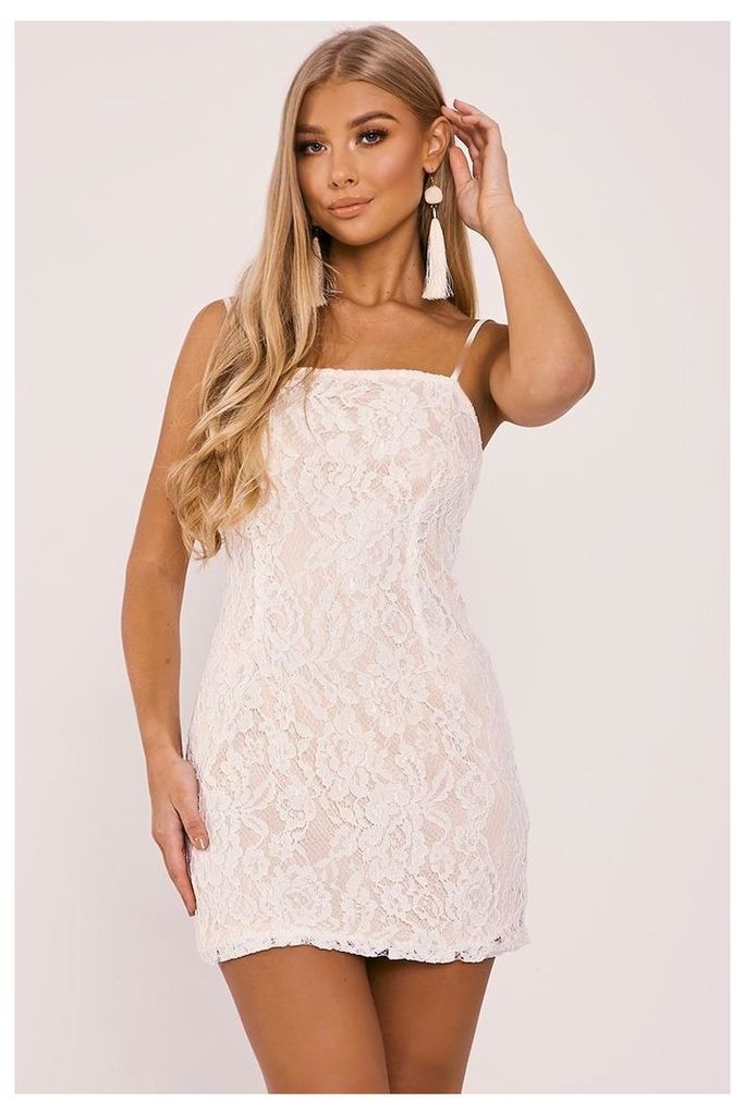 White Dresses - Billie Faiers White Strappy Lace Bodycon Dress