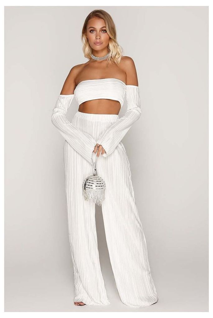 White Trousers - Tammy Hembrow White Pleated Palazzo Trousers
