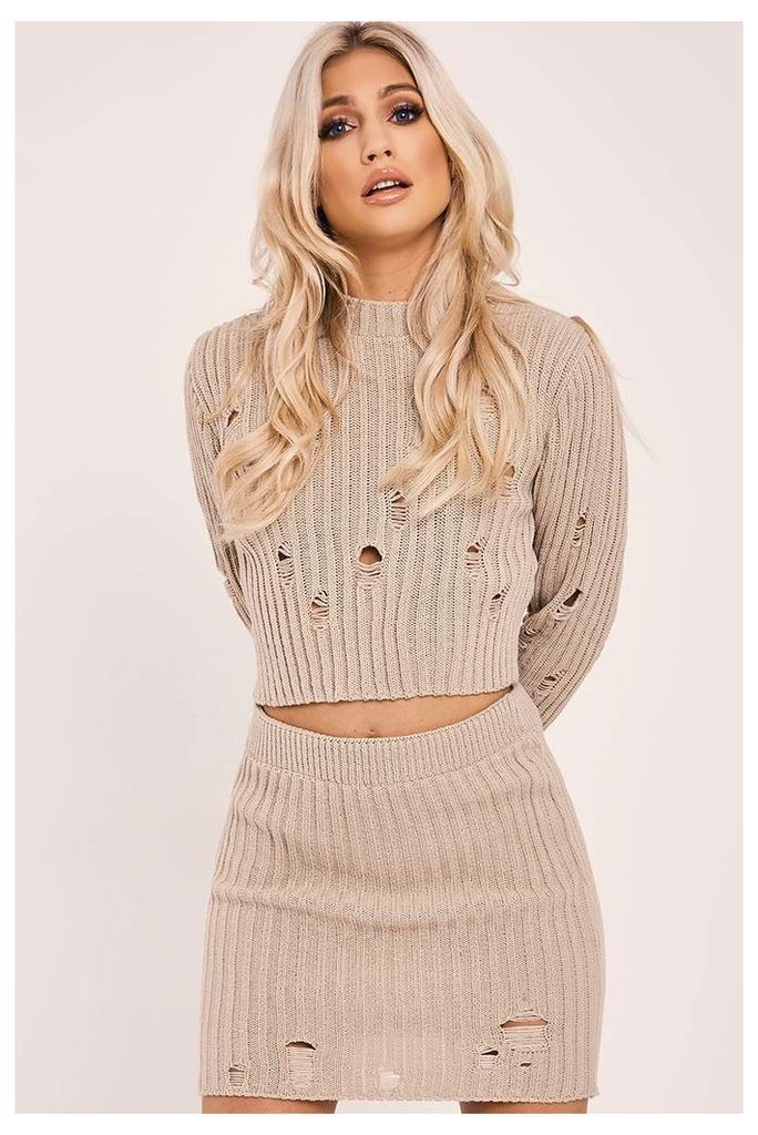 Stone Skirts - Ivey Stone Distressed Knit Top and Skirt