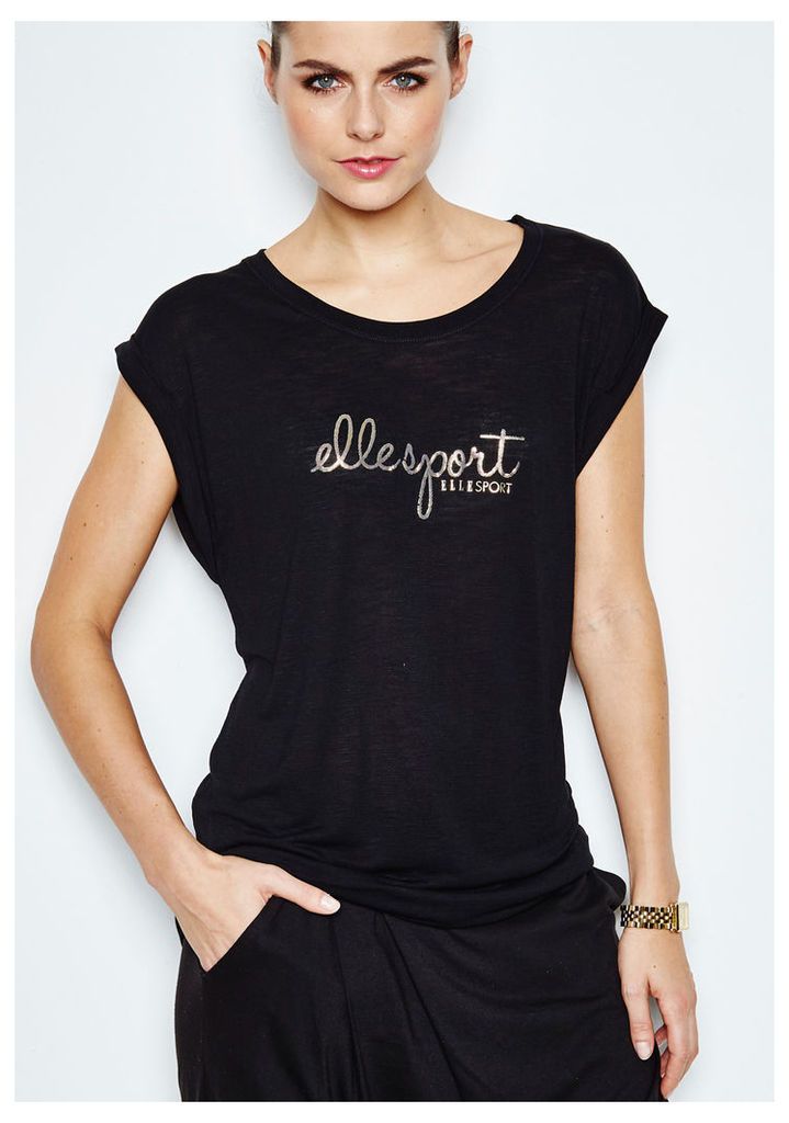 ELLESPORT Drop Shoulder Slash Neck T-Shirt
