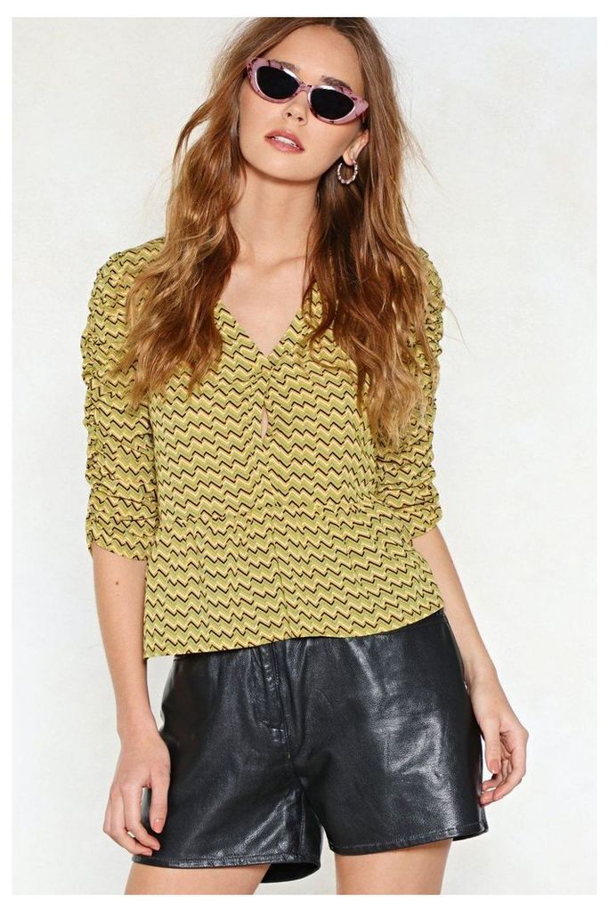 Womens Put It In Print Blouse - Yellow - 6, Yellow