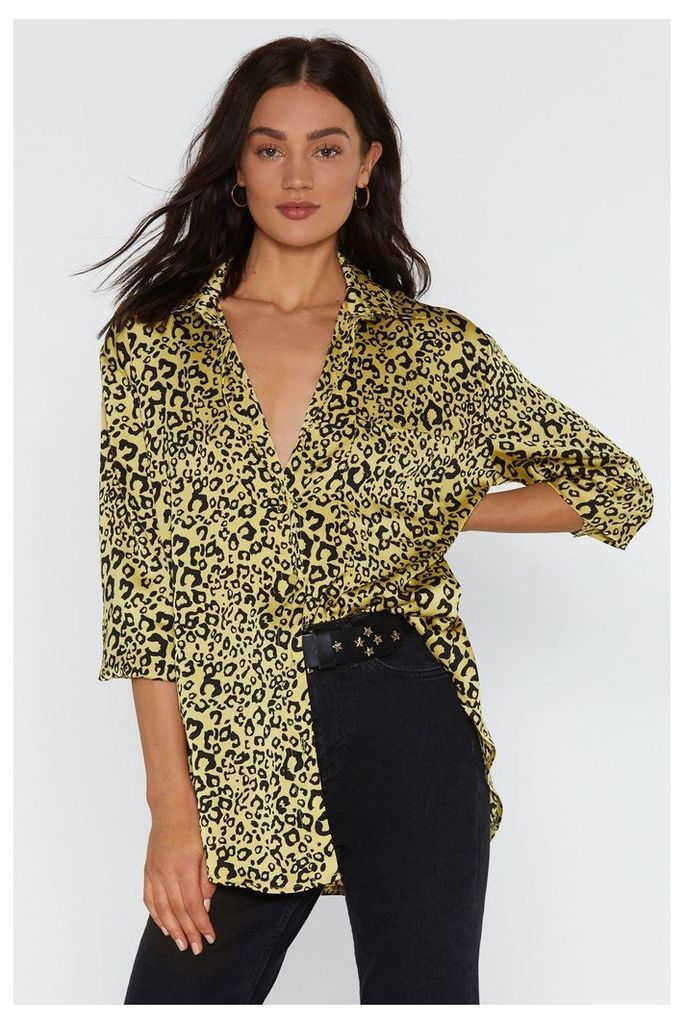 Womens You've Cat Another Thing Coming Leopard Shirt - Yellow - 6, Yellow