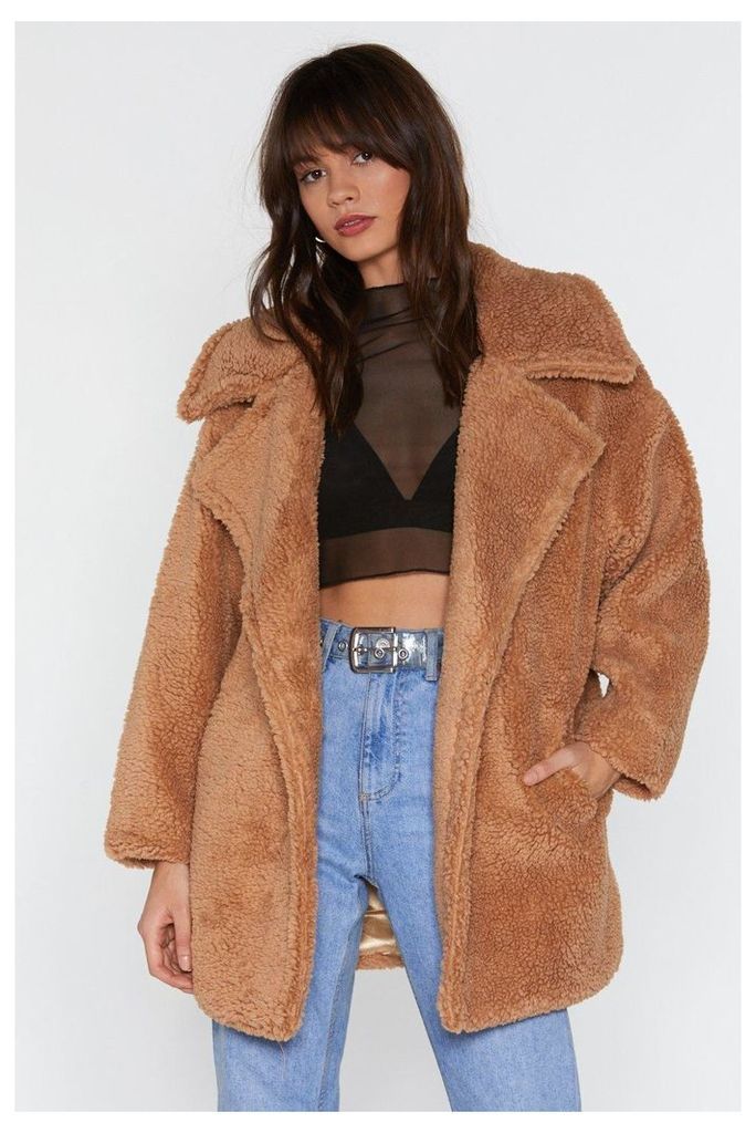 Womens As You Faux Fur Oversized Coat - Beige - M/L, Beige