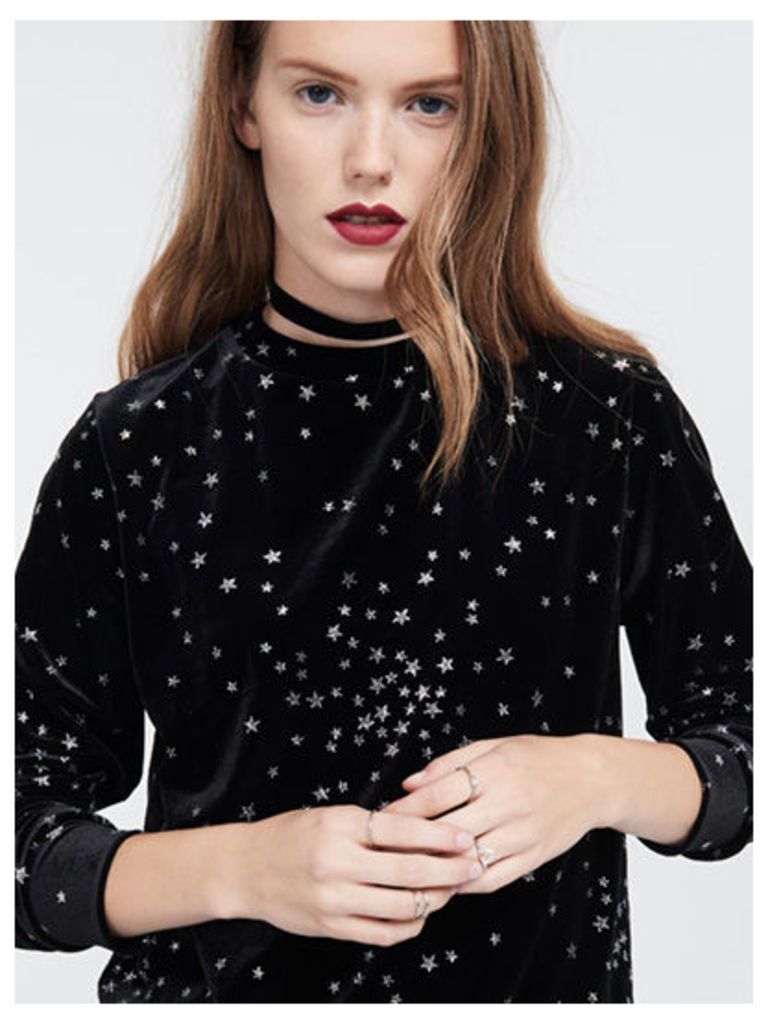 BLACK Star Velvet Sweatshirt