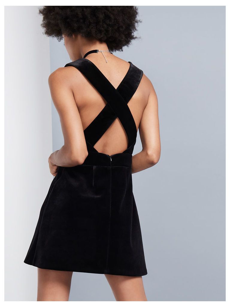 Black Bonded Velvet Dress